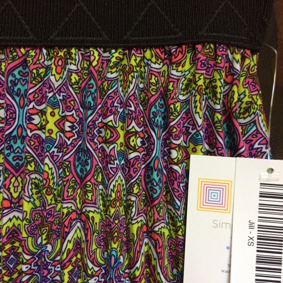 LuLaRoe Jill Multicolored Pleated Skirt XS - Picture 2 of 6